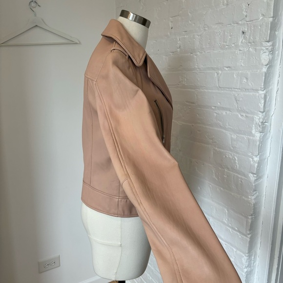 Cole Haan Pastel Pink Leather Moto Jacket - Picture 4 of 16